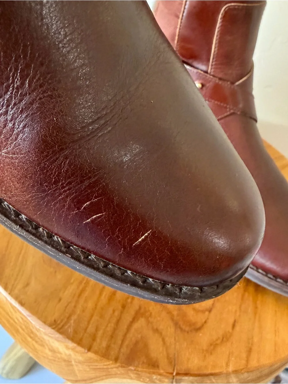 Steve Sydnee Brown leather knee high boots 8.5 with buckle detail